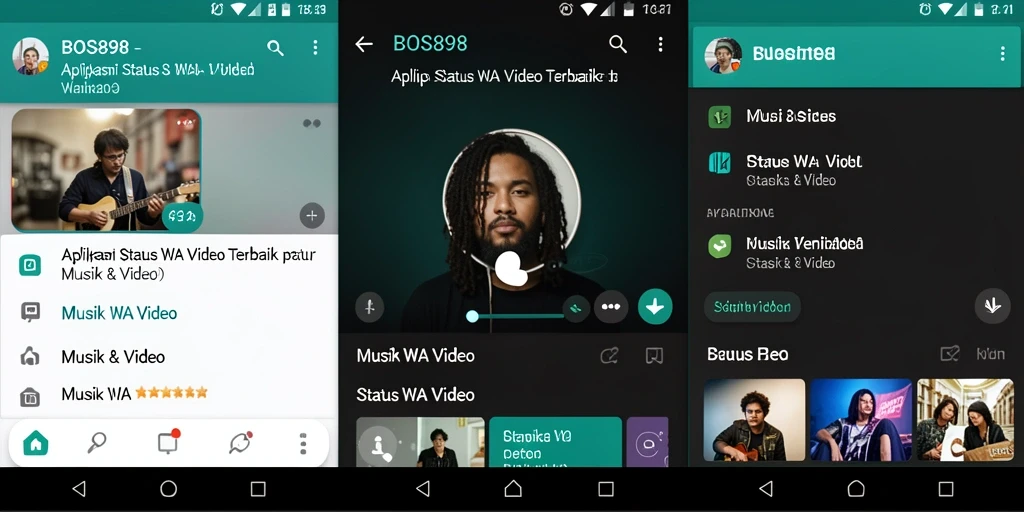 Antarmuka BOS898 yang menarik dengan koleksi video status WA.