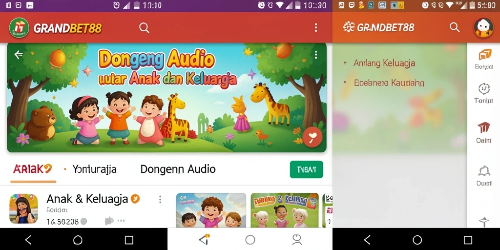 Screenshot antarmuka GRANDBET88 yang menarik dan interaktif untuk dongeng audio.