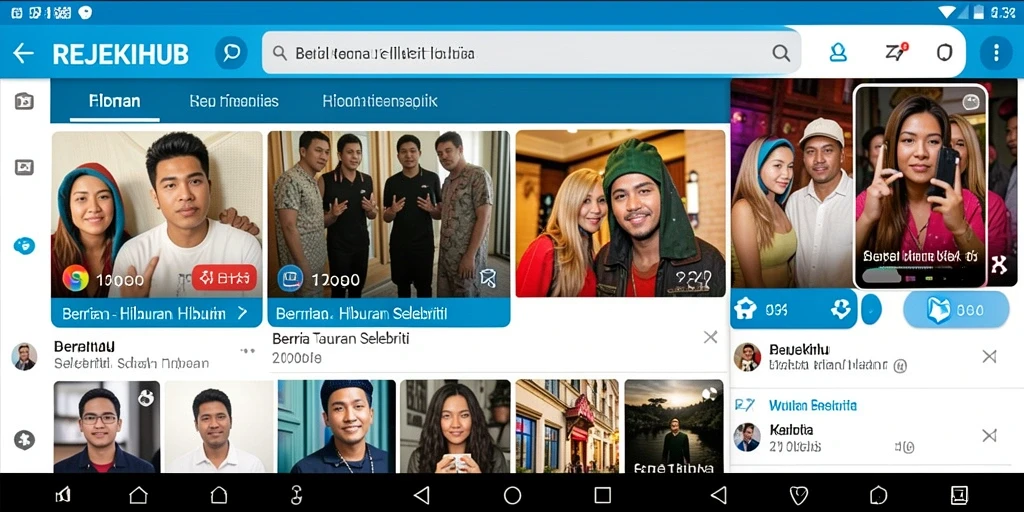 Antarmuka modern REJEKIHUB menampilkan berita hiburan terkini yang menarik.