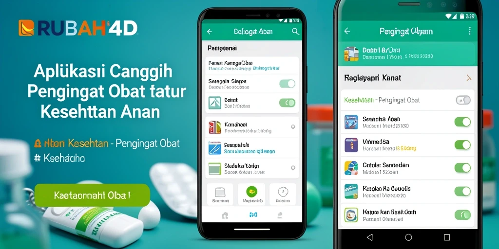 Antarmuka sederhana RUBAH4D menampilkan pengingat obat dengan jelas.